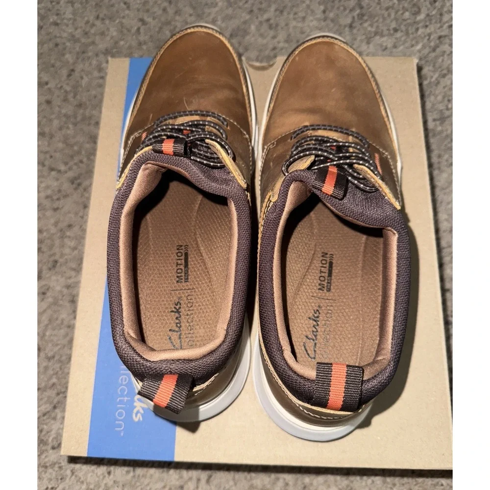 Clarks Men's Motion Trek EZ Dark Tan Leather 26179452‎ Size 10
